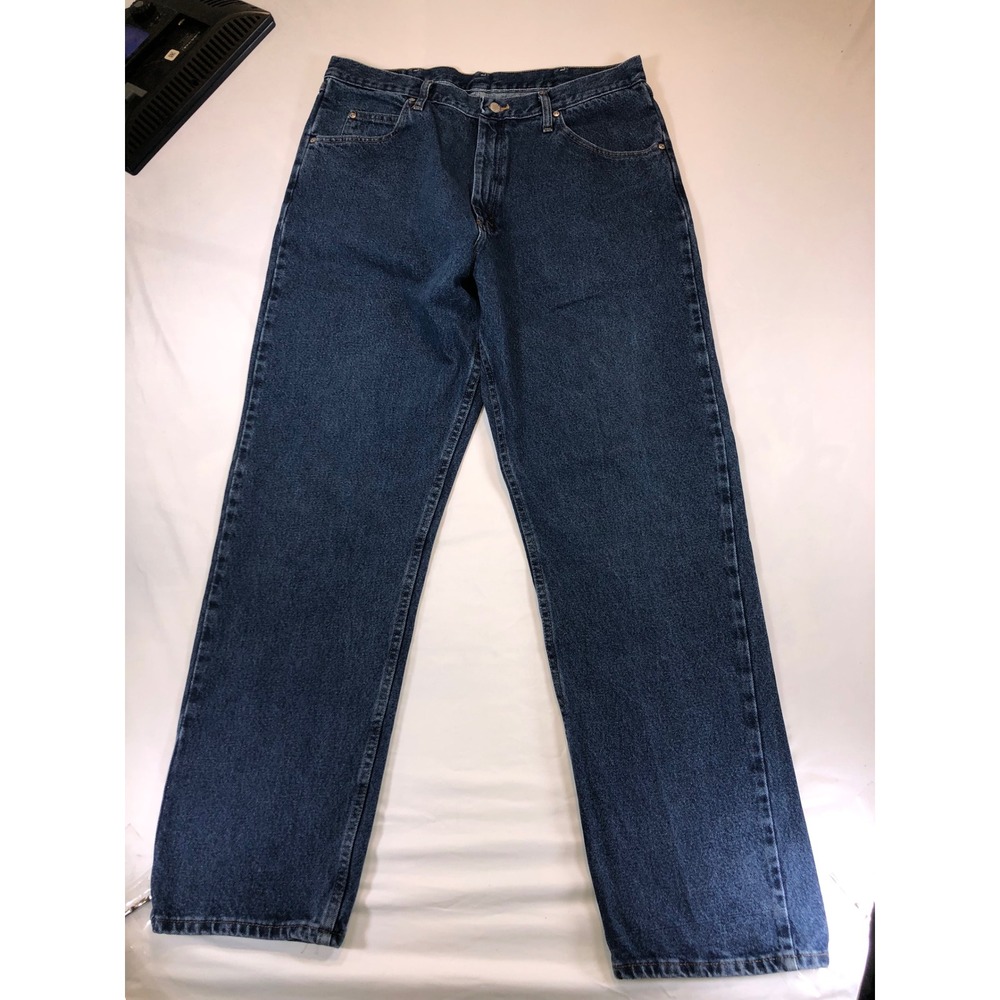 Wrangler Mens Relaxed Fit Dark Wash Blue Jeans 38x34 9760WDR Cotton Denim